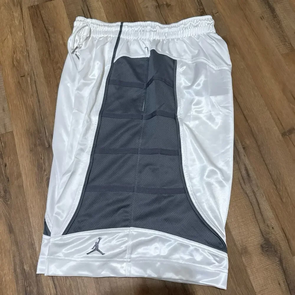 2010 Air Jordan Sport Cut Silky Dazzle Vintage Baggy White Grey Shiny Shorts